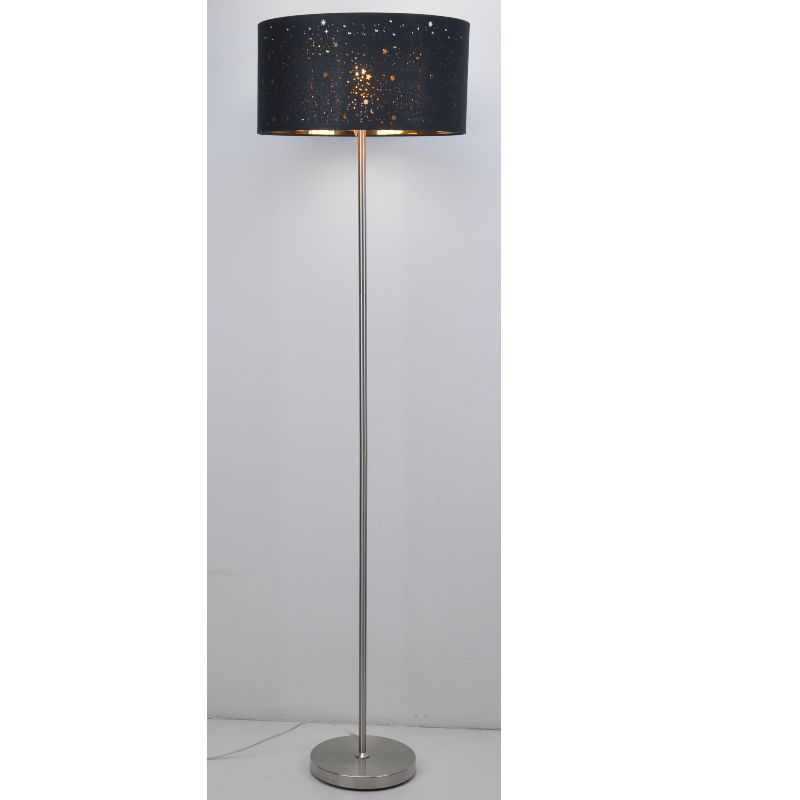 Lampa de podea cu nuanță din material negru tăiat cu laser