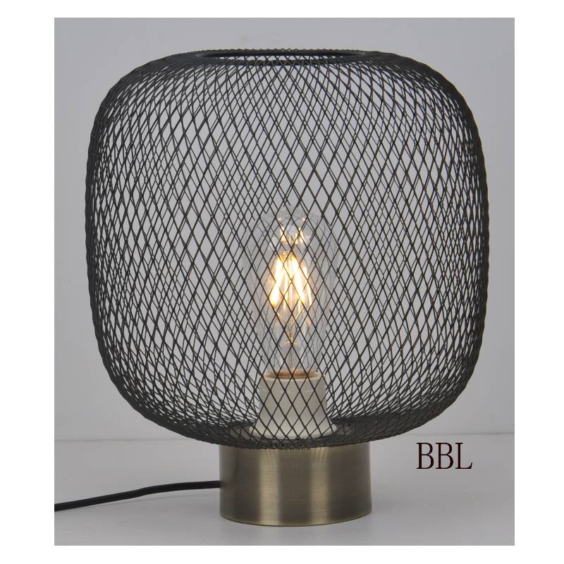 Lampa de masă cu nuanță de plasă și negru mat