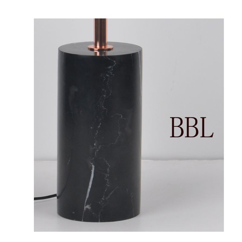 Lampa de masă LED cu bază de marmură neagră și nuanță de metal