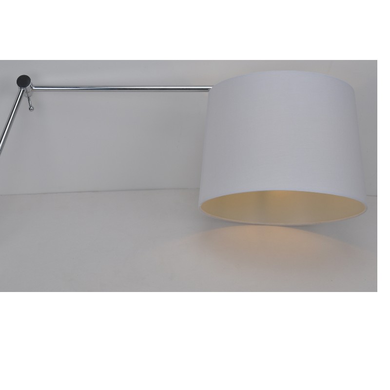 Lampă de perete cu umbră din țesătură, braț lung cu funcție reglabilă