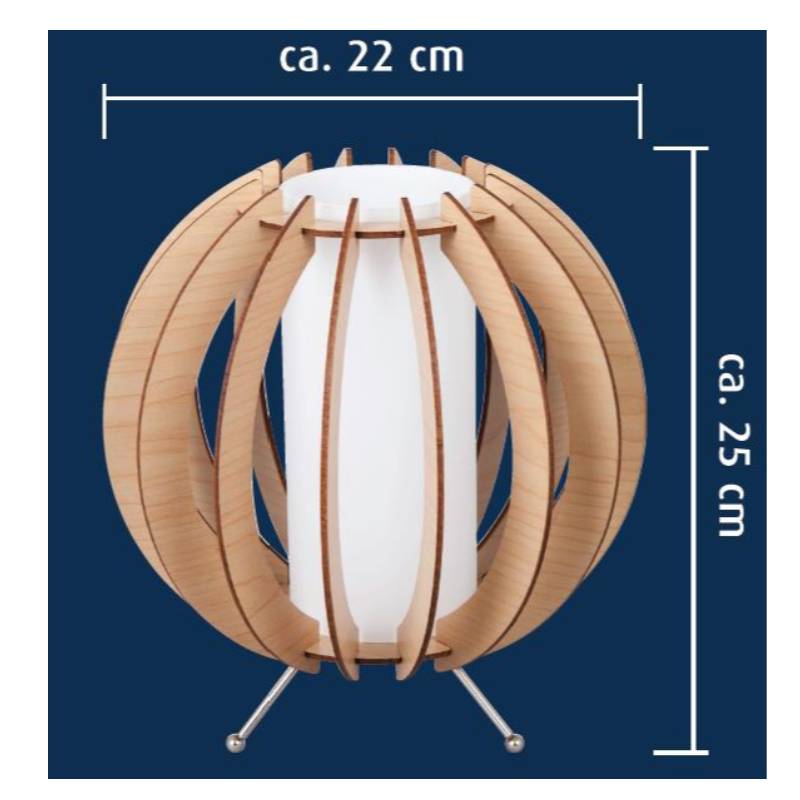 Lampa de masă din lemn natural cu nuanță de sticlă