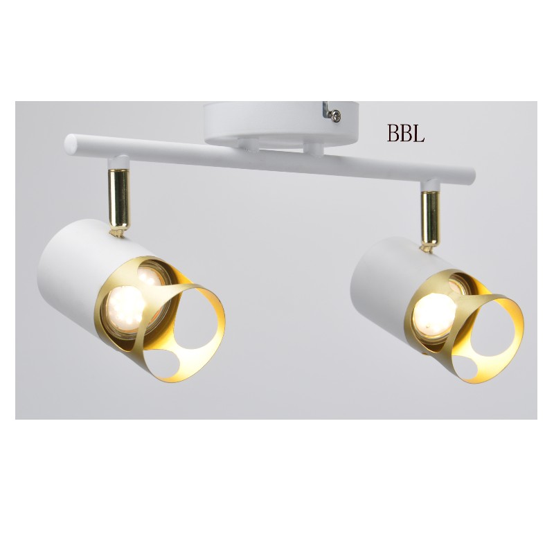 Modern spot light-2 cu alb + gold metal shade, poate ajusta direcţia