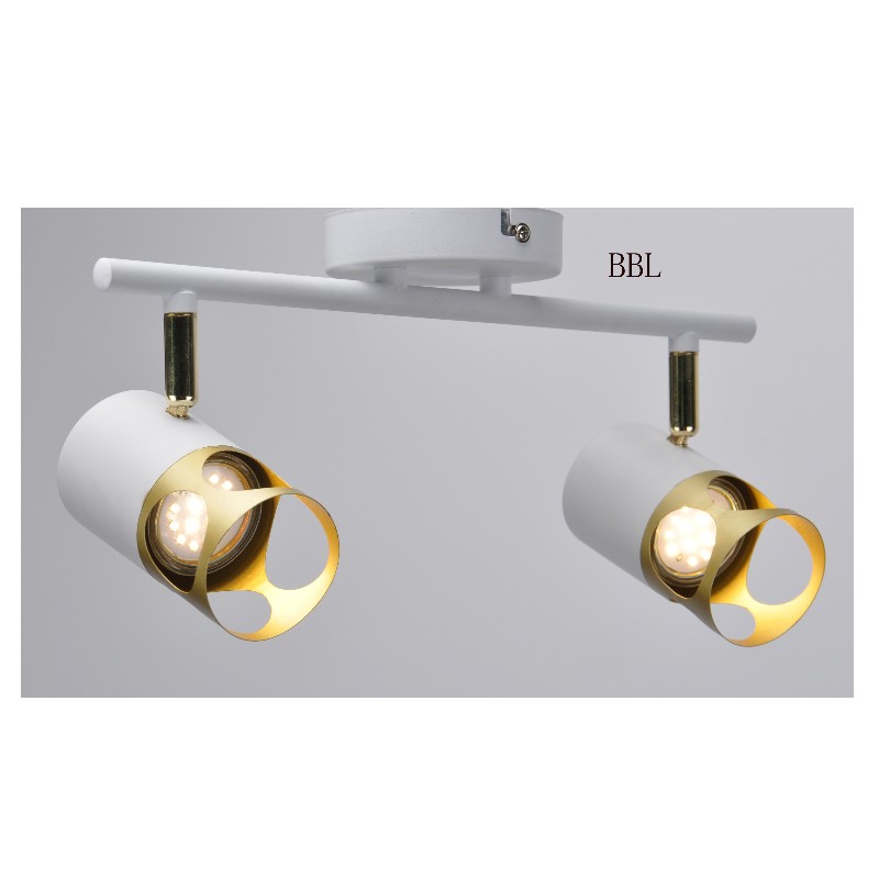 Modern spot light-2 cu alb + gold metal shade, poate ajusta direcţia